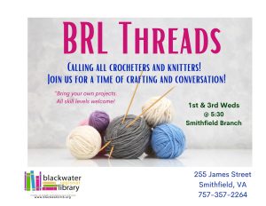 BRL Threads: Quilting, Sewing, Knitting and more! @ Smithfield Branch