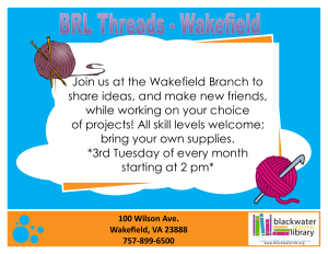 BRL Threads - Quilting, Sewing, Knitting and more! @ Wakefield Branch